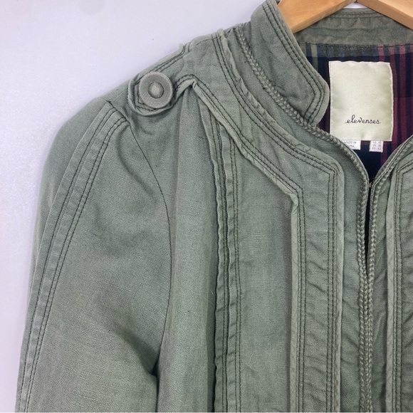 Anthropologie Elevenses military jacket olive green 10 - Picture 4 of 10